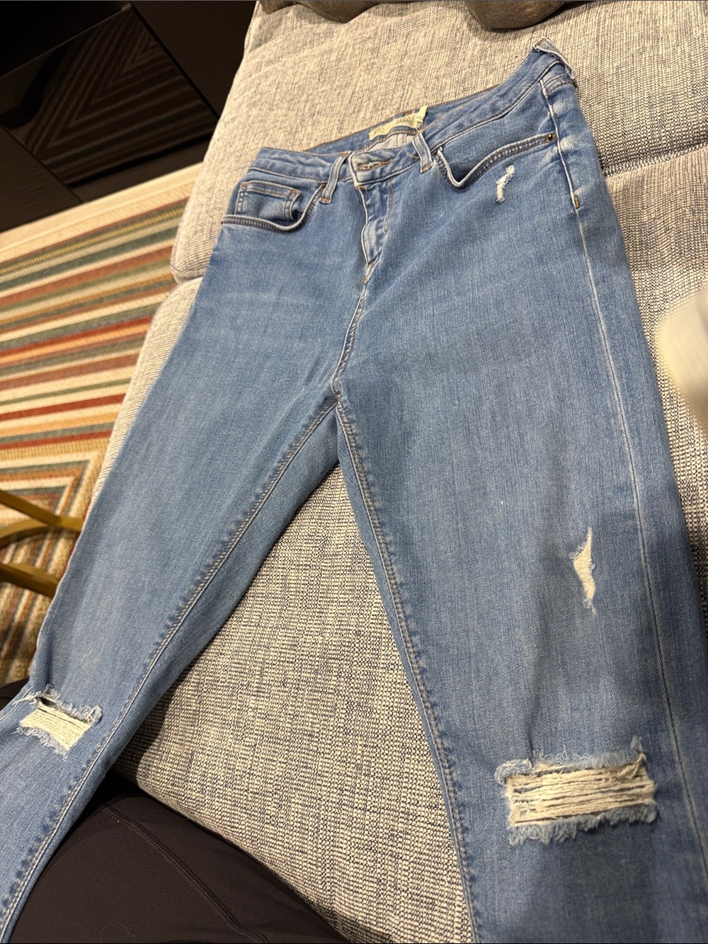 Topshop Light Blue Skinny Distressed Jeans